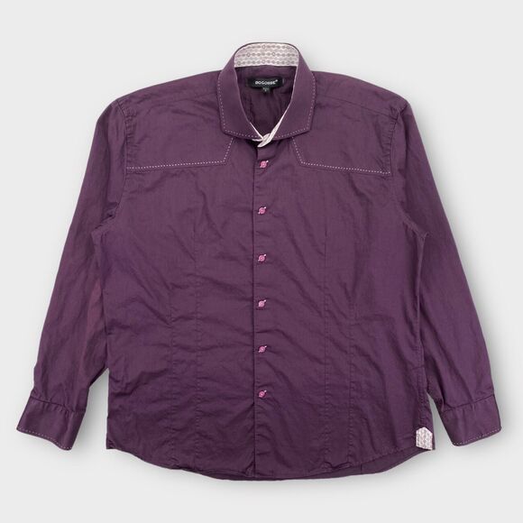 Bogosse Dress Shirt Mens 3XL 18 ½ Aramis Blank Stitch Purple Cutaway French Cuff - Picture 2 of 16